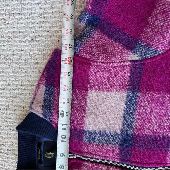 House of Harlow Women's Plaid Wool Blend Cropped Bomber Jacket NWT - Picture 4 of 9